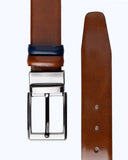 The Bostonians Ανδρική Δερμάτινη Ζώνη Διπλής Όψης Leather Belt 3XL0035|B166BL Ταμπά-Μπλε