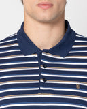 The Bostonians Ανδρική Μπλούζα Ριγέ Polo Acorn Pique 3PS4465|B166BL Μπλε