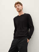 Tom Tailor Ανδρικό Πλεκτό Basic V-Neck Sweater 1012820-29999 Μαύρο