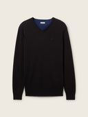 Tom Tailor Ανδρικό Πλεκτό Basic V-Neck Sweater 1012820-29999 Μαύρο