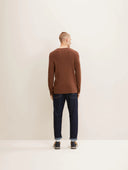 Tom Tailor Ανδρικό Πουλόβερ Zig Zag Structured Crewneck Sweater 1016090-15037 Καφέ