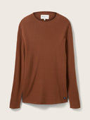 Tom Tailor Ανδρικό Πουλόβερ Zig Zag Structured Crewneck Sweater 1016090-15037 Καφέ