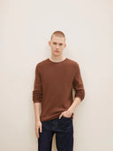 Tom Tailor Ανδρικό Πουλόβερ Zig Zag Structured Crewneck Sweater 1016090-15037 Καφέ
