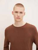 Tom Tailor Ανδρικό Πουλόβερ Zig Zag Structured Crewneck Sweater 1016090-15037 Καφέ