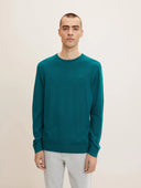 Tom Tailor Ανδρικό Πουλόβερ Mottled knitted sweater 1027661-30316 Πετρόλ