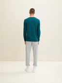 Tom Tailor Ανδρικό Πουλόβερ Mottled knitted sweater 1027661-30316 Πετρόλ