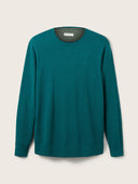 Tom Tailor Ανδρικό Πουλόβερ Mottled knitted sweater 1027661-30316 Πετρόλ