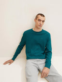 Tom Tailor Ανδρικό Πουλόβερ Mottled knitted sweater 1027661-30316 Πετρόλ