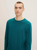 Tom Tailor Ανδρικό Πουλόβερ Mottled knitted sweater 1027661-30316 Πετρόλ