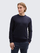 Tom Tailor Ανδρικό Πουλόβερ Basic Knitted Sweater 1038426-13160 Μπλε Σκούρο