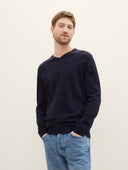 Tom Tailor Ανδρικό Πλεκτό V-Neck Pullover 1038427-13160 Μπλε