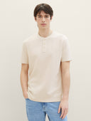 Tom Tailor Ανδρική Μπλούζα Henley T-Shirt With Texture 1040876-27609 Μπεζ