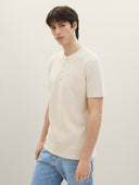 Tom Tailor Ανδρική Μπλούζα Henley T-Shirt With Texture 1040876-27609 Μπεζ