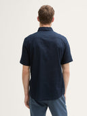 Tom Tailor Ανδρικό Κοντομάνικο Πουκάμισο Cotton Linen Shirt 1045098-10668 Μπλε