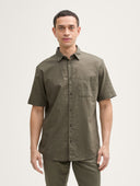 Tom Tailor Ανδρικό Κοντομάνικο Πουκάμισο Cotton Linen Shirt 1045098-32097 Λαδί