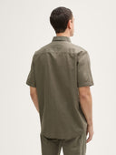 Tom Tailor Ανδρικό Κοντομάνικο Πουκάμισο Cotton Linen Shirt 1045098-32097 Λαδί