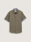 Tom Tailor Ανδρικό Κοντομάνικο Πουκάμισο Cotton Linen Shirt 1045098-32097 Λαδί