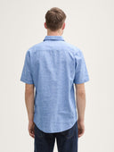 Tom Tailor Ανδρικό Κοντομάνικο Πουκάμισο Cotton Linen Shirt 1045098-37199 Σιέλ