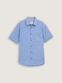 Tom Tailor Ανδρικό Κοντομάνικο Πουκάμισο Cotton Linen Shirt 1045098-37199 Σιέλ