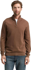 Tom Tailor Ανδρικό Πλεκτό Βαμβακερό Με Κασμίρι Half Zip 1048018-38678 Καφέ