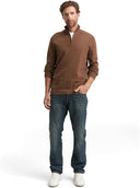 Tom Tailor Ανδρικό Πλεκτό Βαμβακερό Με Κασμίρι Half Zip 1048018-38678 Καφέ