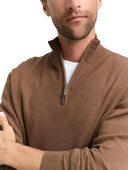 Tom Tailor Ανδρικό Πλεκτό Βαμβακερό Με Κασμίρι Half Zip 1048018-38678 Καφέ