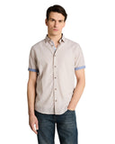 Tom Tailor Ανδρικό Κοντομάνικο Πουκάμισο Cotton Linen Shirt 1049611-39587 Μπεζ