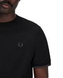 Fred Perry Ανδρικό Tipped Cuff Piqué T-Shirt M4654-Y43 Μαύρο