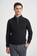 Monte Napoleone Ανδρικό Πλεκτό Βαμβακερό Half Zip 252-40-3400-4333-8 Μαύρο