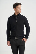 Monte Napoleone Ανδρικό Πλεκτό Βαμβακερό Half Zip 252-40-3400-4333-8 Μαύρο