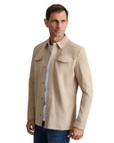 Navy & Green Ανδρικό Δερμάτινο Overshirt 24AL.023.2 GREY TAUPE Μπεζ