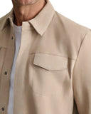 Navy & Green Ανδρικό Δερμάτινο Overshirt 24AL.023.2 GREY TAUPE Μπεζ