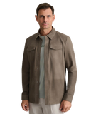 Navy & Green Ανδρικό Δερμάτινο Overshirt 24AL.023.2 Taupe Καφέ