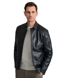 Navy & Green Ανδρικό Δερμάτινο Μπουφάν 24EU.003 Black