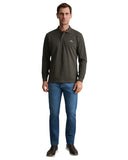 Navy & Green Ανδρική Μπλούζα Πόλο Μακρυμάνικη 24GE.500.9 Moss Brown