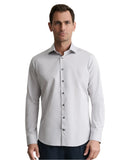 Navy & Green Ανδρικό Πουκάμισο Μακρυμάνικο 24NG.B407/NGM LIGHT GREY Ανοιχτό Γκρι