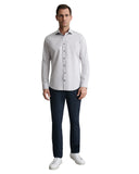 Navy & Green Ανδρικό Πουκάμισο Μακρυμάνικο 24NG.B407/NGM LIGHT GREY Ανοιχτό Γκρι