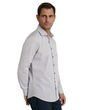 Navy & Green Ανδρικό Πουκάμισο Μακρυμάνικο 24NG.B407/NGM LIGHT GREY Ανοιχτό Γκρι