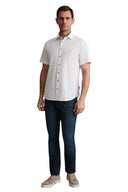 Navy & Green Ανδρικό Πουκάμισο Λινό 24NG.B411/NGM/SS  LINEN WHITE Λευκό