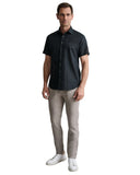 Navy & Green Ανδρικό Πουκάμισο Λινό 24NG.B411/NGM/SS MIDNIGHT BLACK Μαύρο