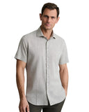 Navy & Green Ανδρικό Πουκάμισο Λινό 24NG.B411/NGM/SS PALE OLIVE Λαδί