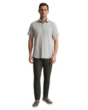 Navy & Green Ανδρικό Πουκάμισο Λινό 24NG.B411/NGM/SS PALE OLIVE Λαδί