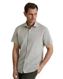 Navy & Green Ανδρικό Πουκάμισο Λινό 24NG.B411/NGM/SS PALE OLIVE Λαδί