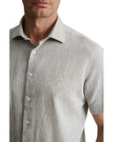 Navy & Green Ανδρικό Πουκάμισο Λινό 24NG.B411/NGM/SS PALE OLIVE Λαδί