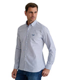 Navy & Green Ανδρικό Πουκάμισο Μακρυμάνικο Ριγέ 24NG.BX235/1B.1 WHITE/DUSTY BLUE