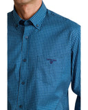 Navy & Green Ανδρικό Πουκάμισο Twill Καρό 24NG.EK088/1B PETROL/BLUE/ICE
