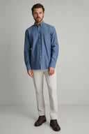 Navy & Green Ανδρικό Πουκάμισο Μακρυμάνικο 24NG.KR130/1B.1 Jeans Μπλε