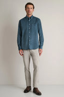 Navy & Green Ανδρικό Πουκάμισο Μακρυμάνικο Κοτλέ 24NG.SD146/1B.1 Blue Stone Πετρόλ