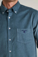 Navy & Green Ανδρικό Πουκάμισο Μακρυμάνικο Κοτλέ 24NG.SD146/1B.1 Blue Stone Πετρόλ
