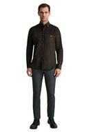 Navy & Green Ανδρικό Πουκάμισο Κοτλέ 24NG.SD146/1B.2 Dark Brown Καφέ